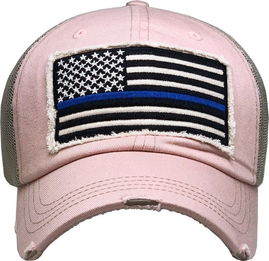 "Blue Line Flag" Vintage Washed Baseball Cap