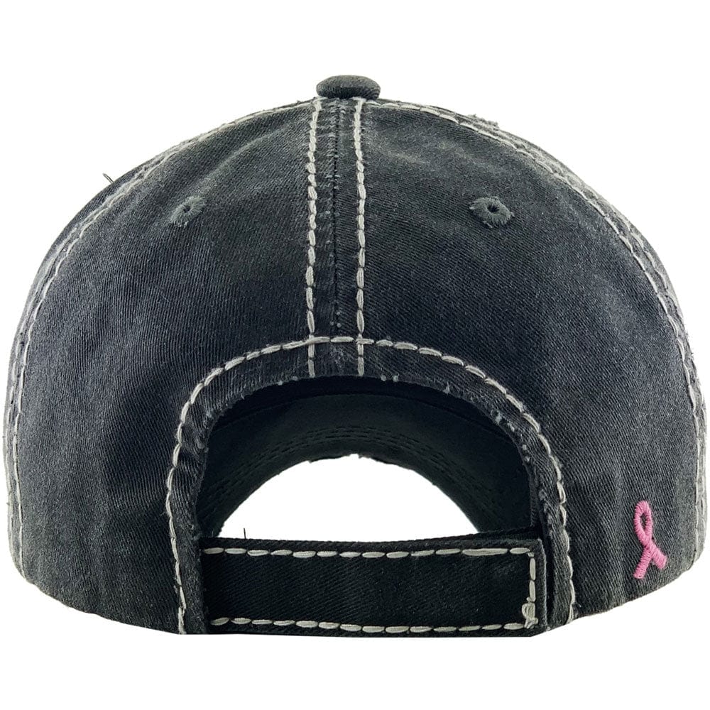 Breast Cancer Ribbon Flag Vintage Washed Baseball Cap