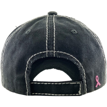 Breast Cancer Ribbon Flag Vintage Washed Baseball Cap