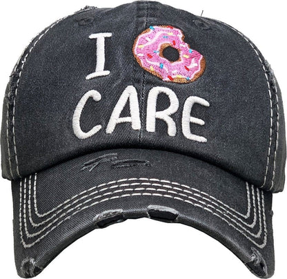 "I Don't Care" Vintage Washed Baseball Cap