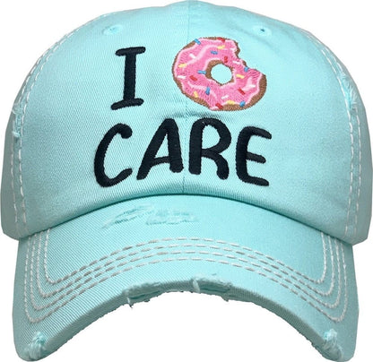 "I Don't Care" Vintage Washed Baseball Cap