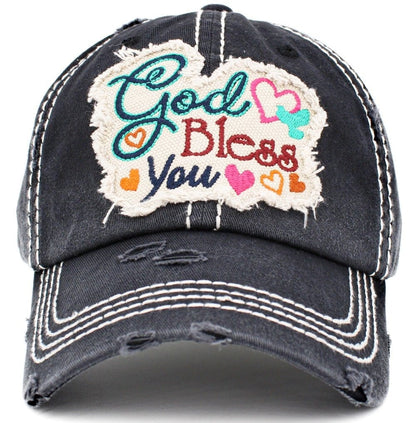 "God Bless You" Vintage Washed Baseball Cap