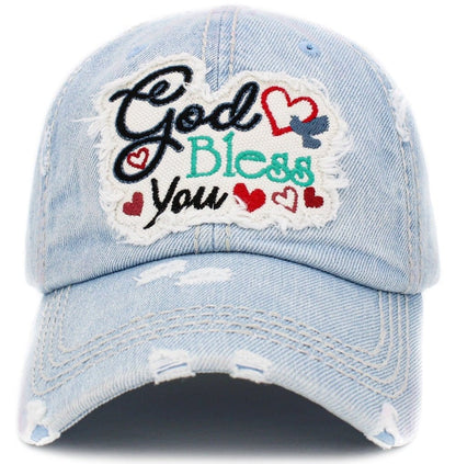 "God Bless You" Vintage Washed Baseball Cap