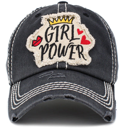 "GIRL POWER" Vintage Distressed Cotton Cap