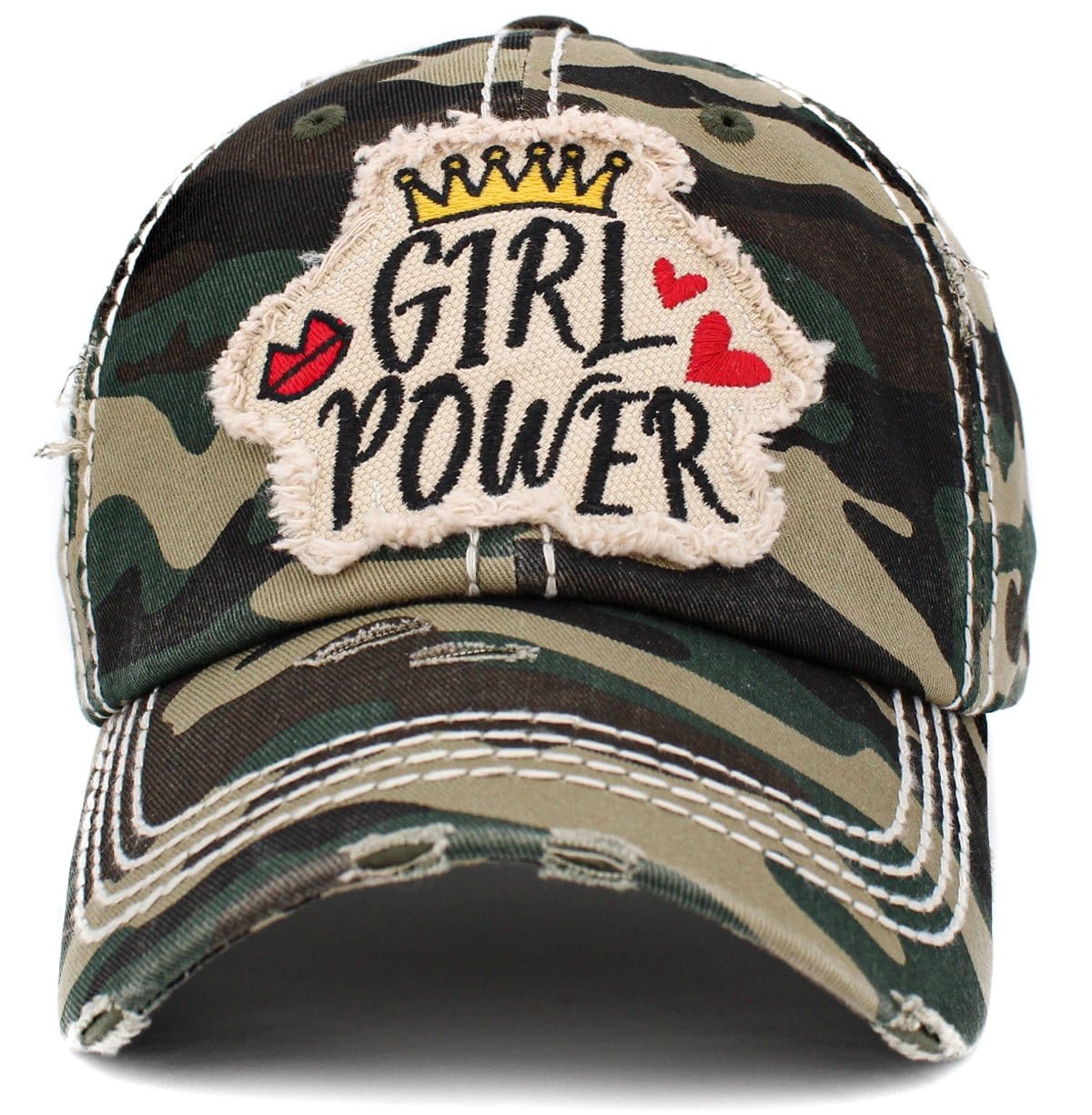 "GIRL POWER" Vintage Distressed Cotton Cap