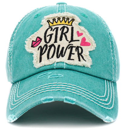 "GIRL POWER" Vintage Distressed Cotton Cap