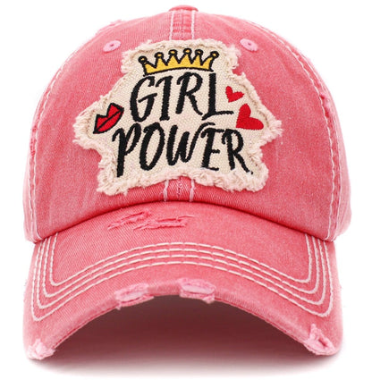 "GIRL POWER" Vintage Distressed Cotton Cap