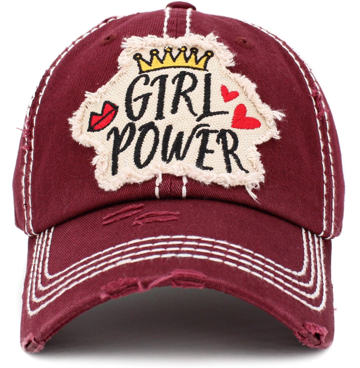 "GIRL POWER" Vintage Distressed Cotton Cap