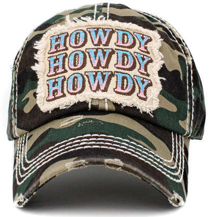 "HOWDY" Vintage Distressed Cotton Cap