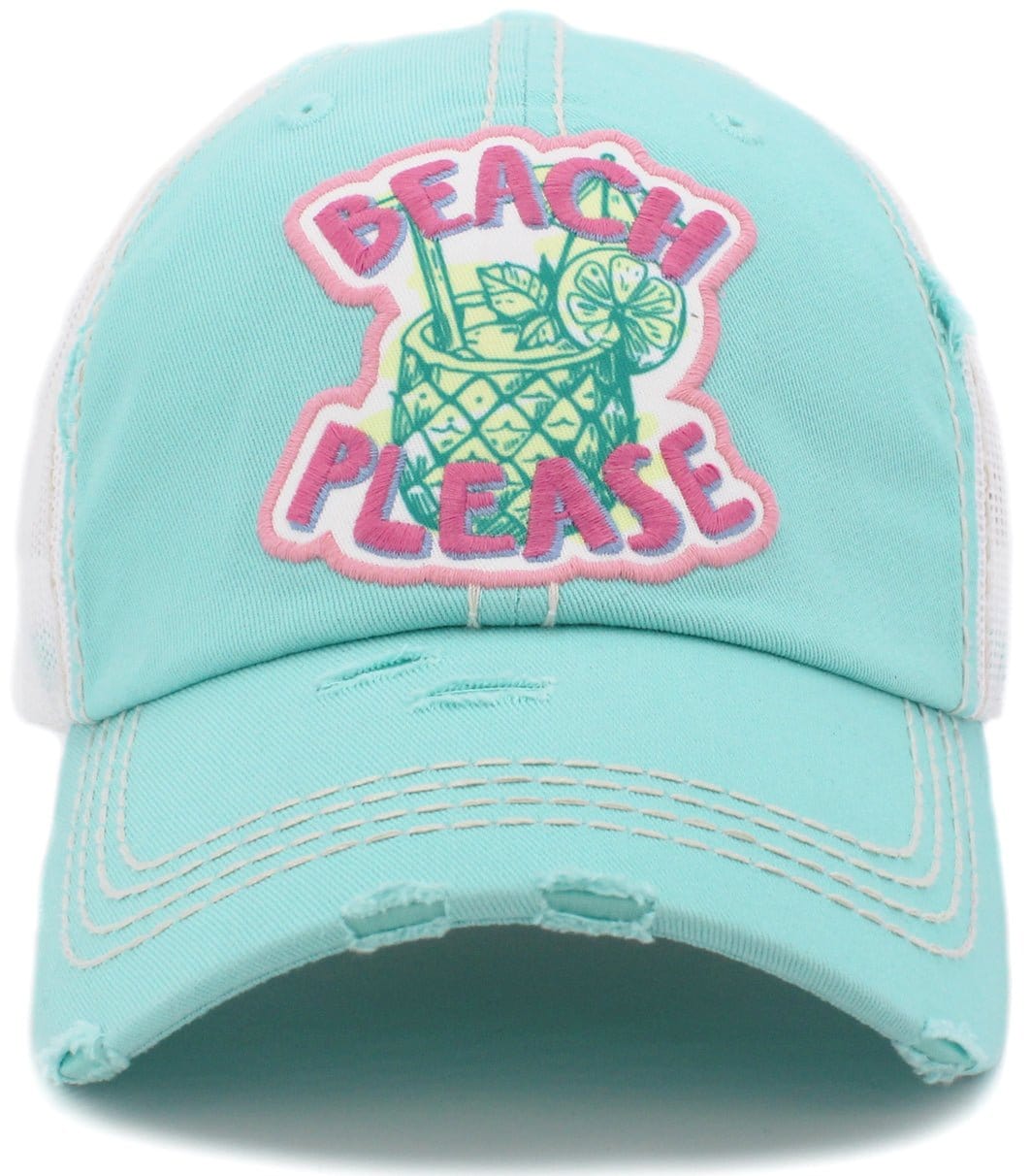 "Beach Please" Vintage Distressed Ballcap