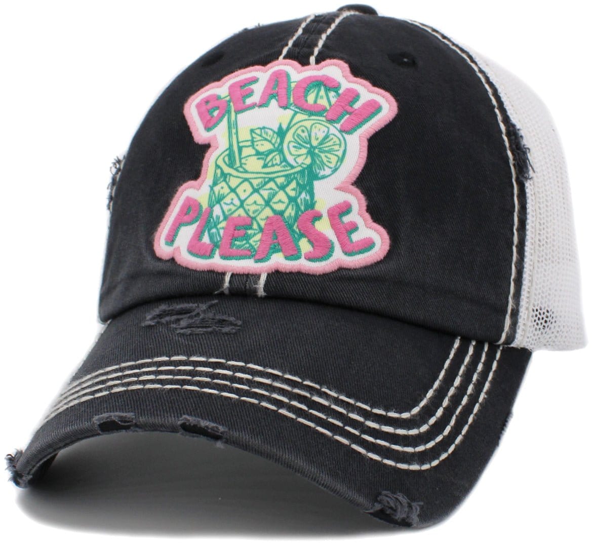 "Beach Please" Vintage Distressed Ballcap