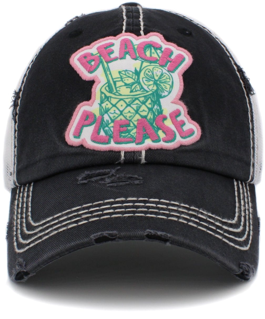 "Beach Please" Vintage Distressed Ballcap