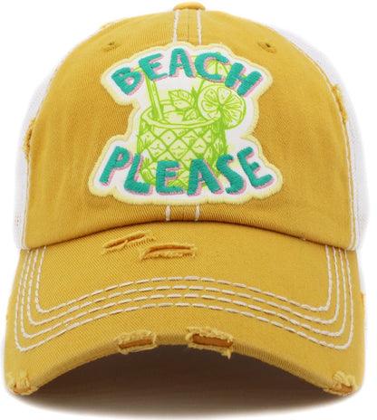 "Beach Please" Vintage Distressed Ballcap