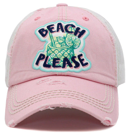 "Beach Please" Vintage Distressed Ballcap