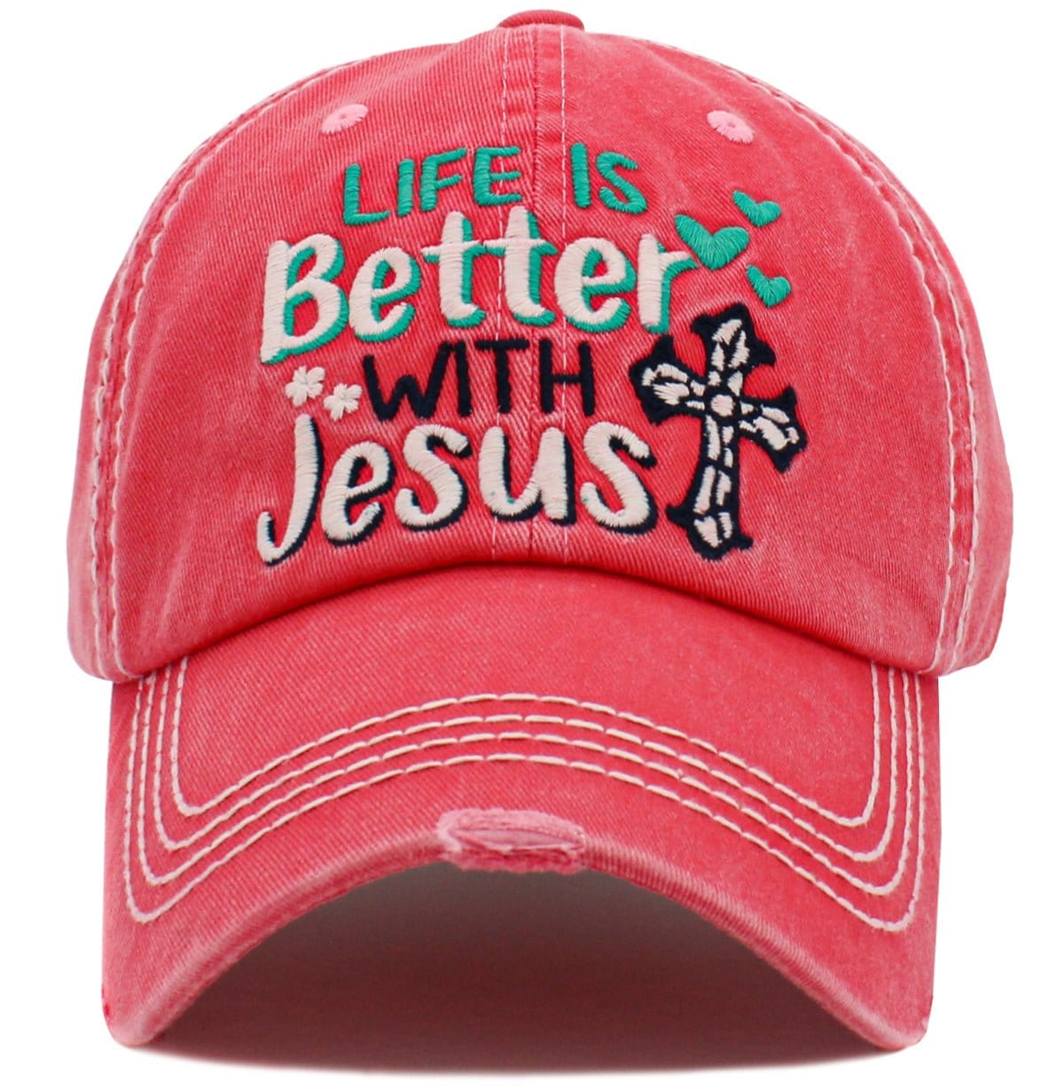 Life is Better w/Jesus' Washed Vintage Ballcap