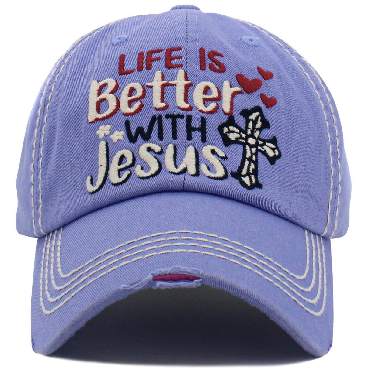 Life is Better w/Jesus' Washed Vintage Ballcap