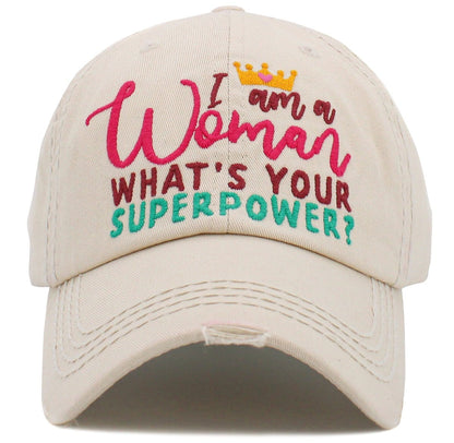 I am a Women, What's Your Superpower '  Washed Vintage Ballcap