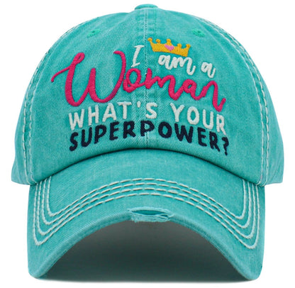 I am a Women, What's Your Superpower '  Washed Vintage Ballcap