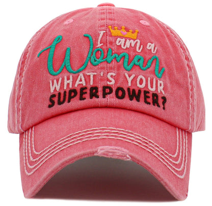 I am a Women, What's Your Superpower '  Washed Vintage Ballcap