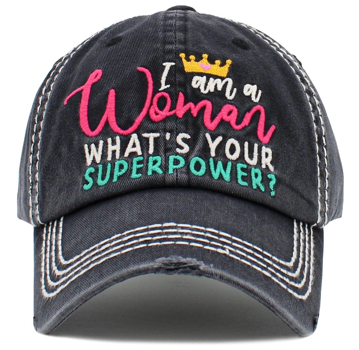 I am a Women, What's Your Superpower '  Washed Vintage Ballcap