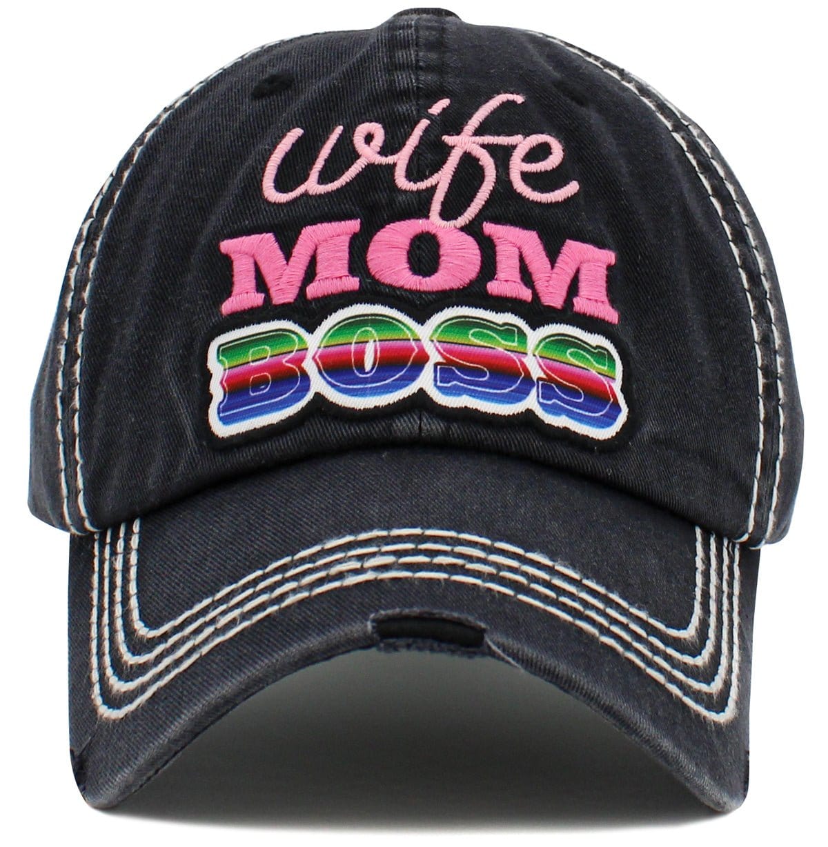 Wife Mom Boss' Washed Vintage Ballcap