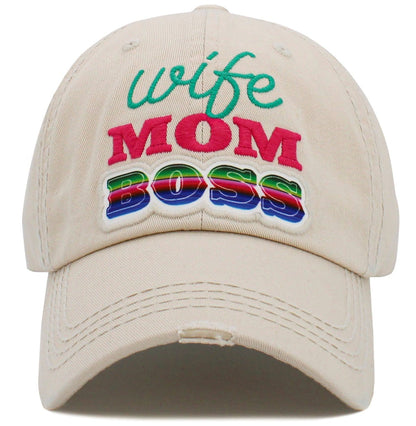 Wife Mom Boss' Washed Vintage Ballcap