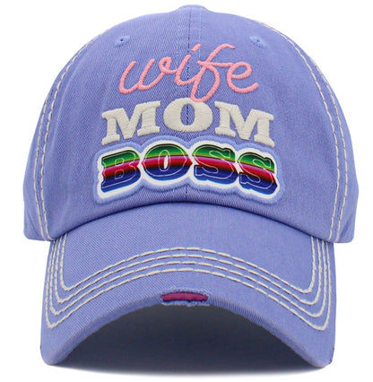 Wife Mom Boss' Washed Vintage Ballcap