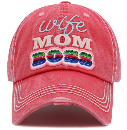 Wife Mom Boss' Washed Vintage Ballcap