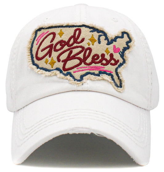 God Bless Washed Vintage Ballcap