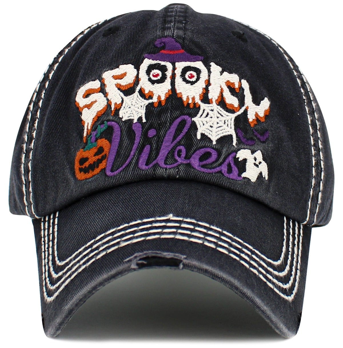 Spooky Vibes Washed Vintage Baseball Cap