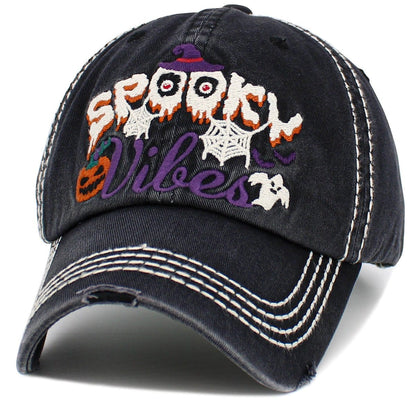 Spooky Vibes Washed Vintage Baseball Cap