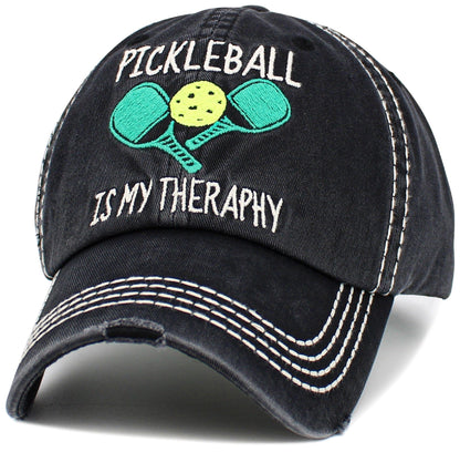 Pickleball Therapy Washed Vintage Cap