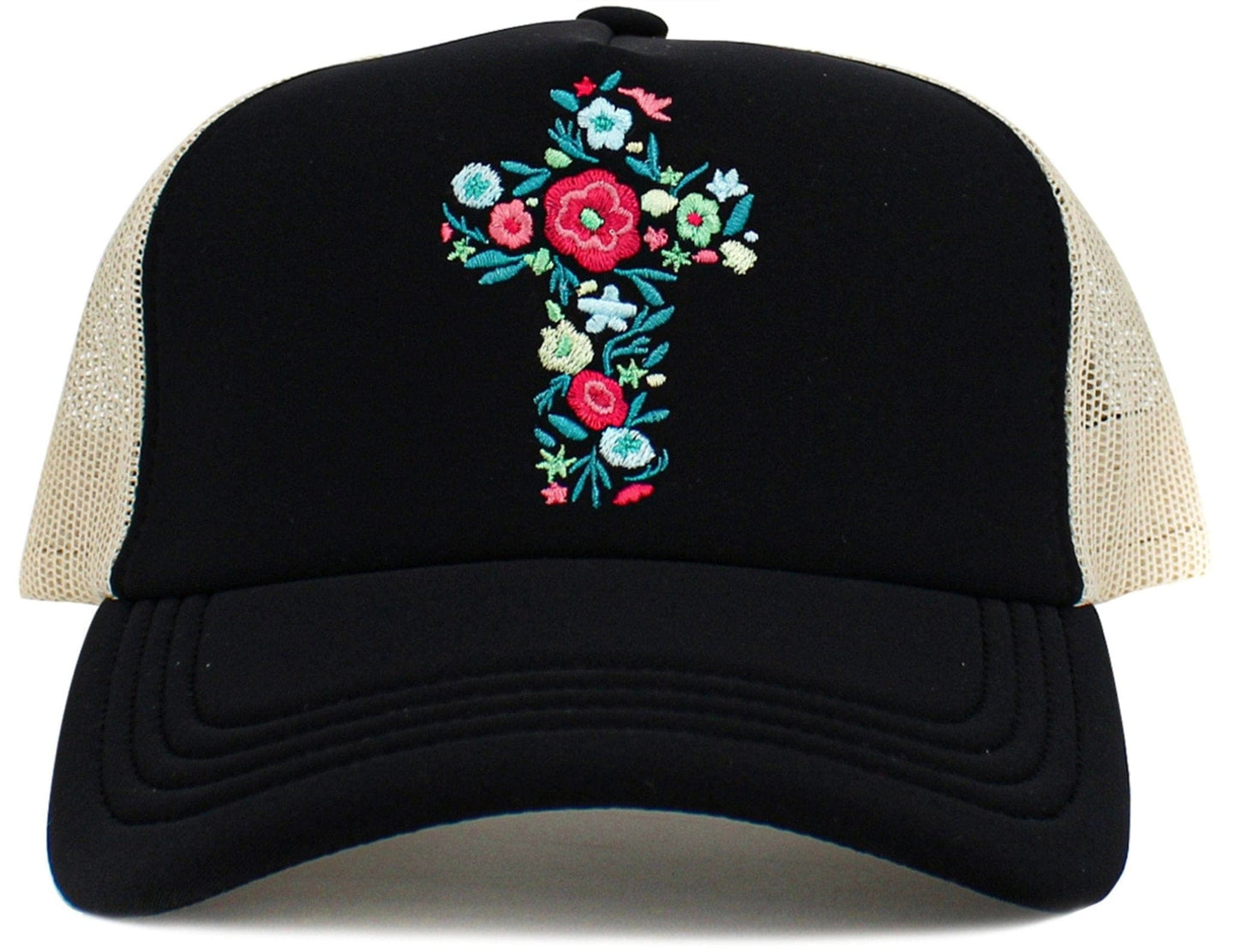 Floral Cross Meshback Trucker Cap