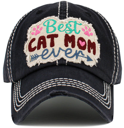 Best Cat Mom Ever Vintage Baseball Cap