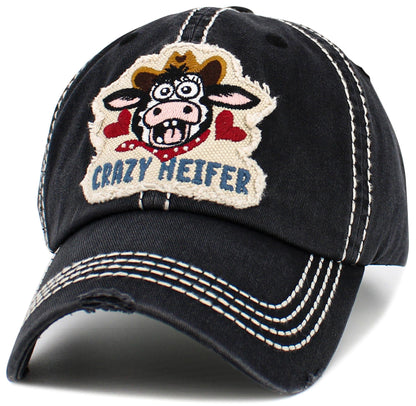 Crazy Heifer Vintage Baseball Cap