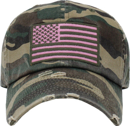 American Flag Washed Vintage Distressed Baseball Cap