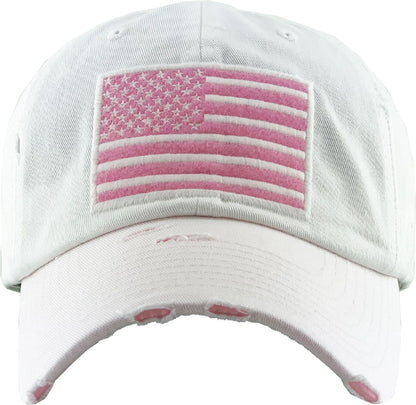 American Flag Washed Vintage Distressed Baseball Cap