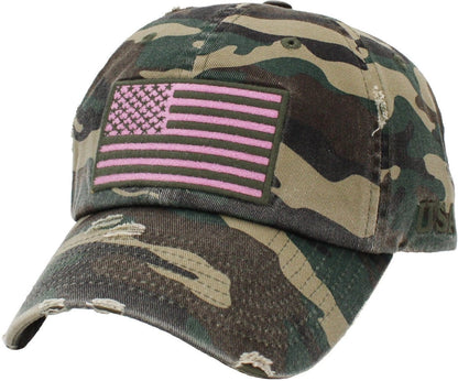 American Flag Washed Vintage Distressed Baseball Cap