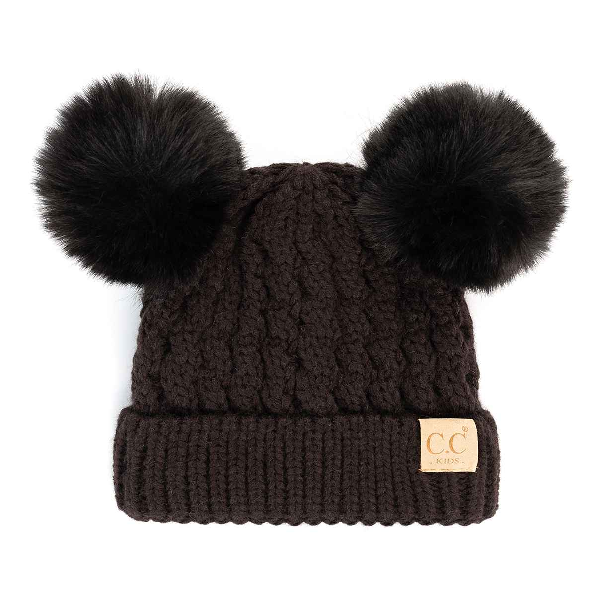 KIDS Cable Knit Pom Beanie