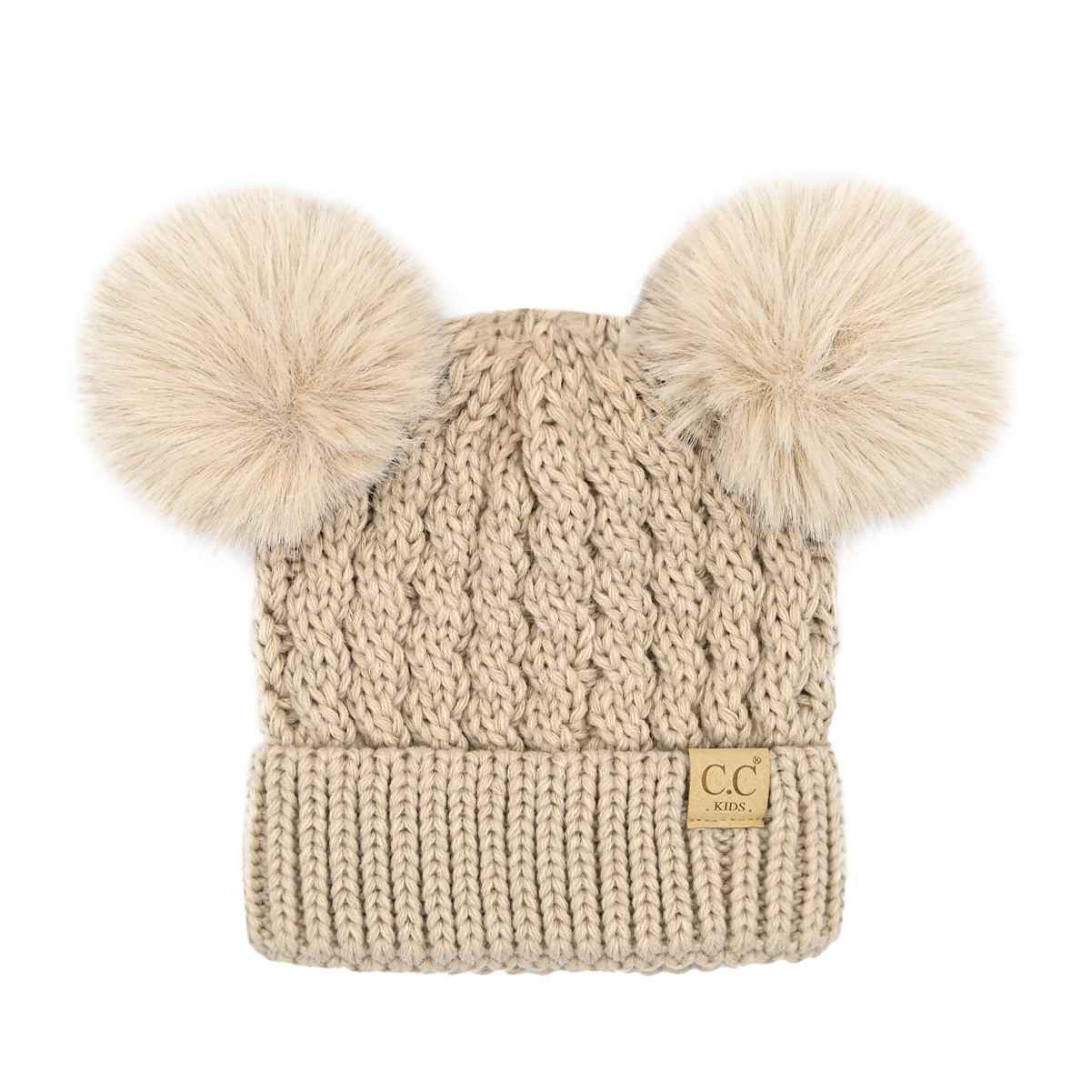 KIDS Cable Knit Pom Beanie