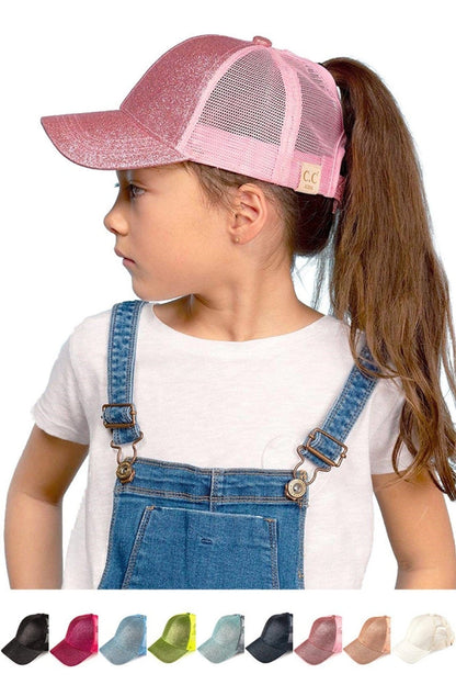 Kids Glitter High Pony Baseball Cap