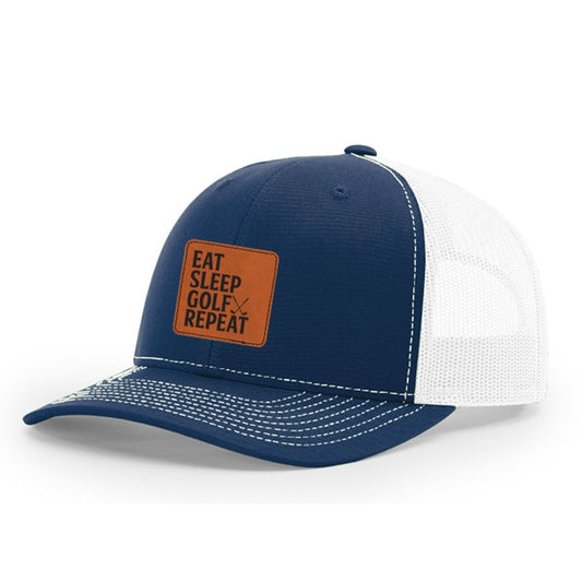 Camel Eat, Sleep, Golf Patch Navy & White Snapback