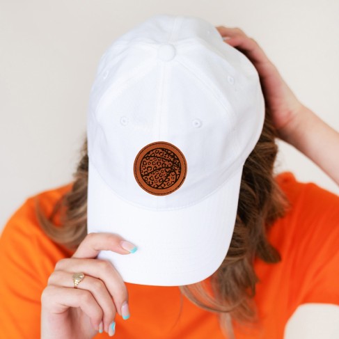 Camel Leopard Basketball Patch White Cap