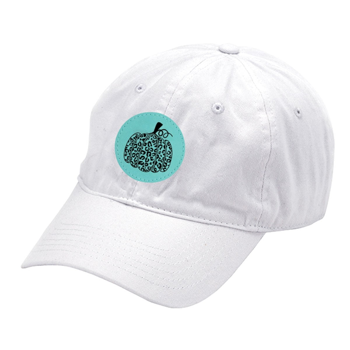 Teal Leopard Pumpkin Patch White Cap