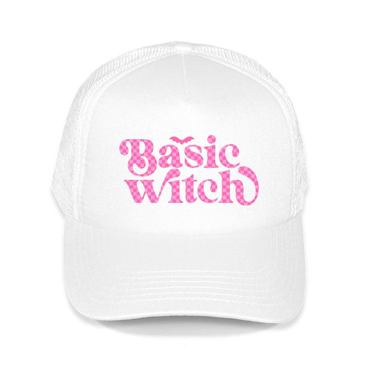 Check Basic Witch White Trucker Hat