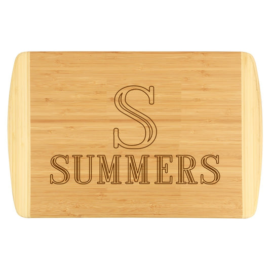 Personalized Single Initial Name Two-Tone Cutting Board