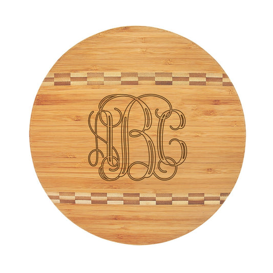 Personalized Vine Initials Round Cutting Board