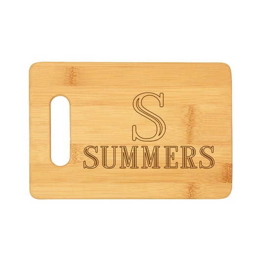 Personalized Single Initial Name Bamboo Bar Cutting Board