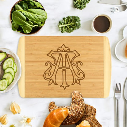 Personalized Chic Monogram Two-Tone Cutting Board