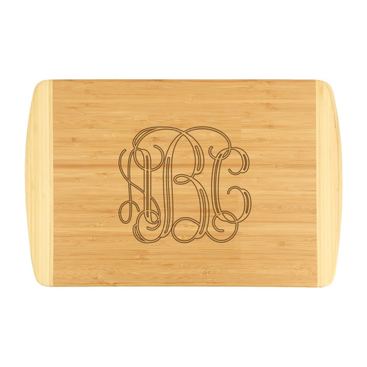 Personalized Vine Initials Two-Tone Cutting Board